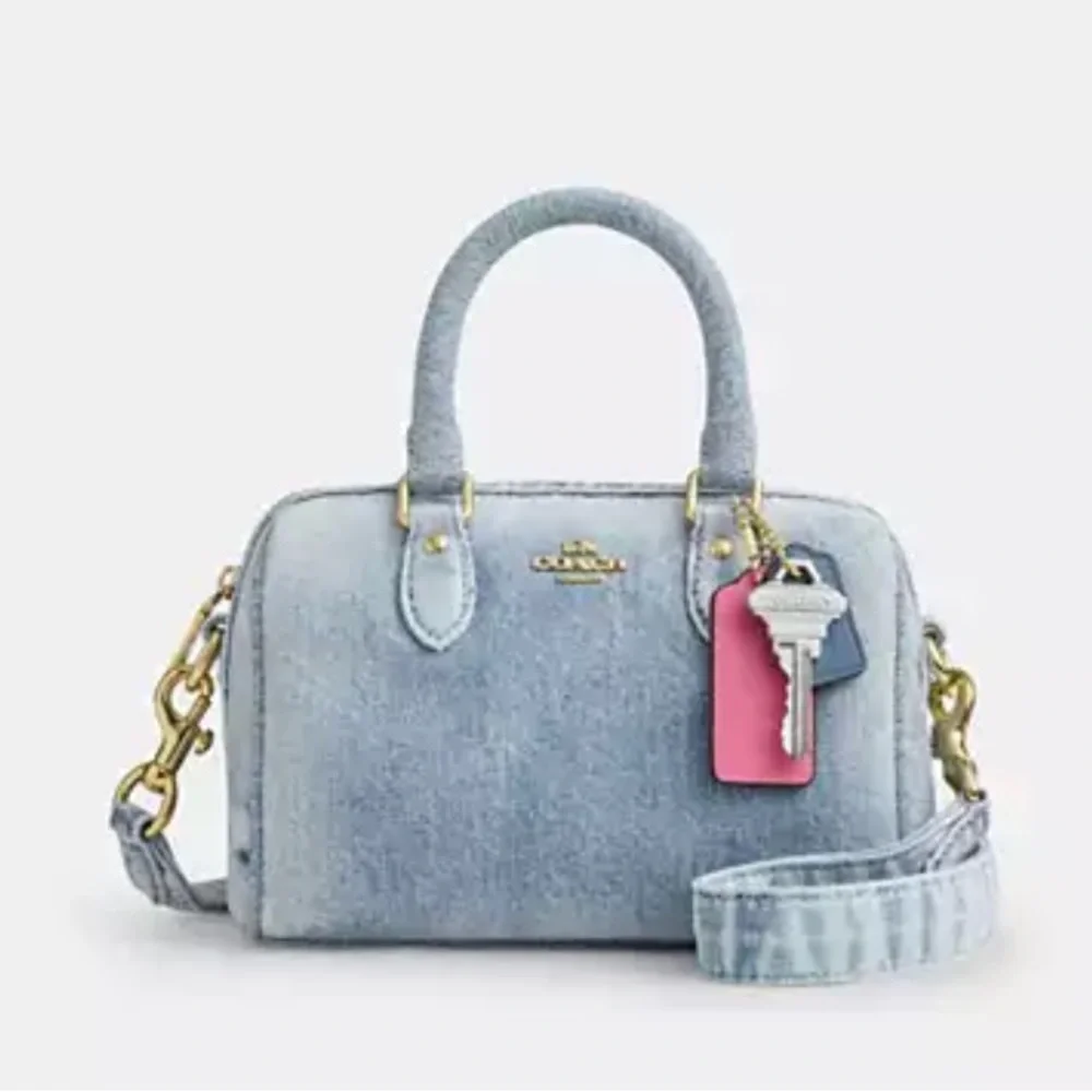 NWT Coach Mini Rowan Loved Denim Satchel Bag - Picture 1 of 9